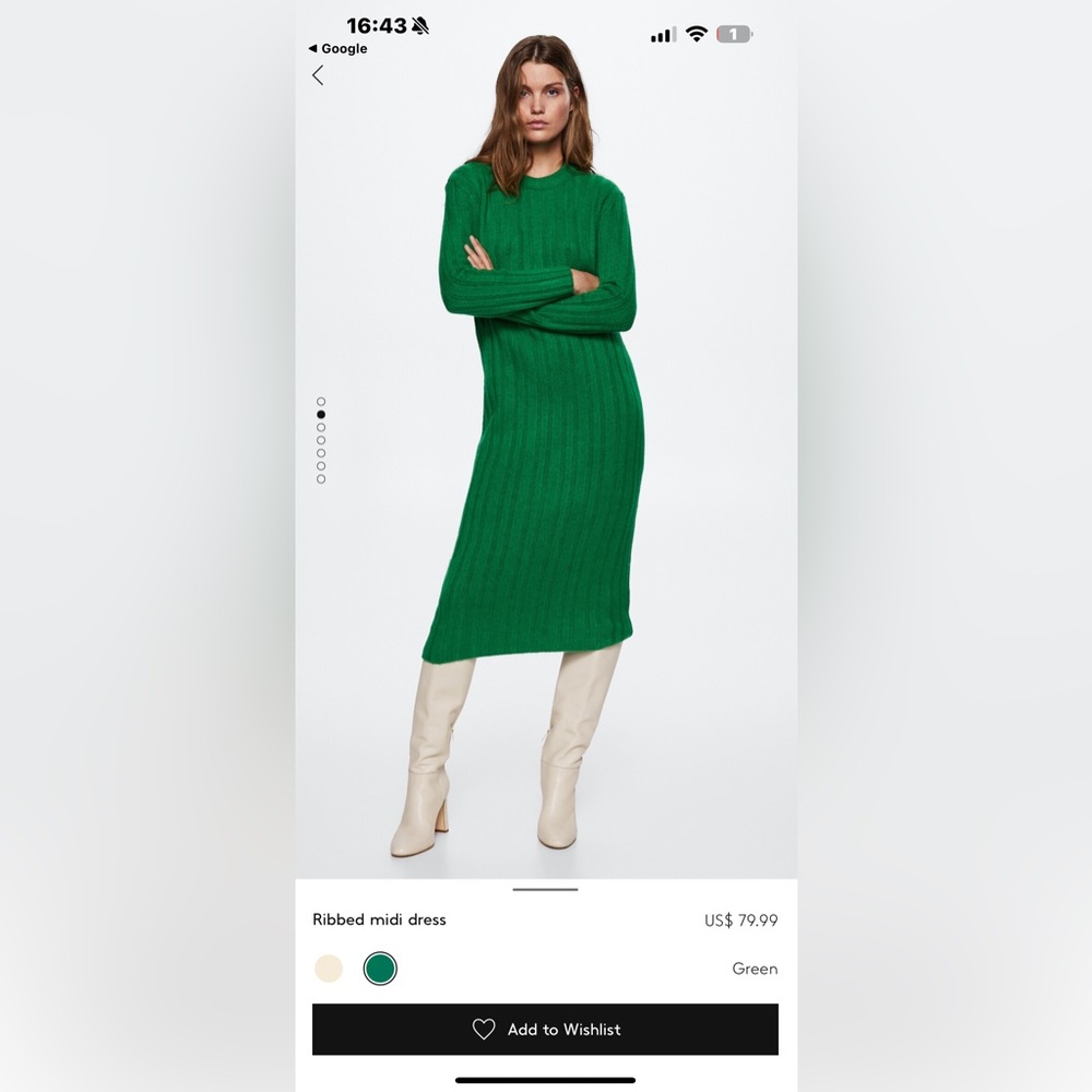 Mango Green Knit Dress size S USA 4